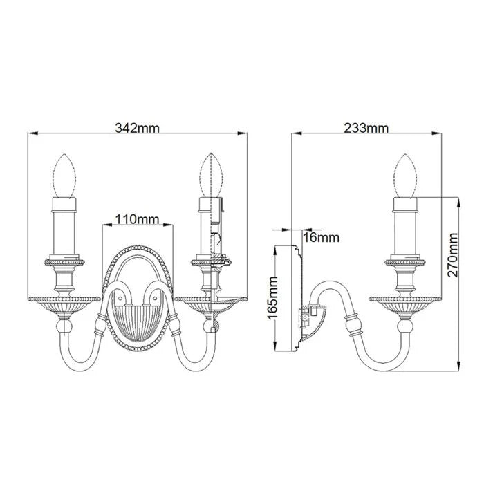 Cambridge 1/2 Light Wall Light - Burnished Brass