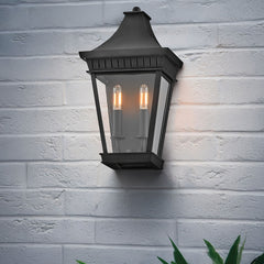 Hinkley Chapel Hill Outdoor Half Wall Lantern - Museum Black  IP44 E14