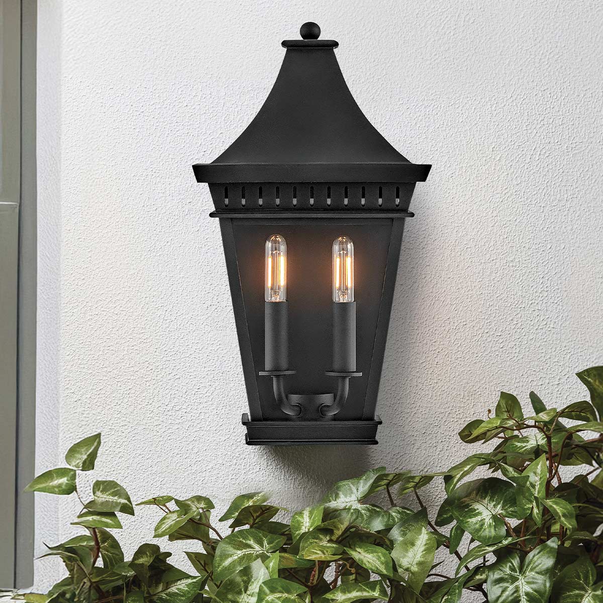 Hinkley Chapel Hill Outdoor Half Wall Lantern - Museum Black  IP44 E14
