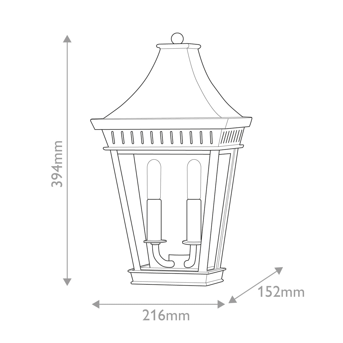 Hinkley Chapel Hill Outdoor Half Wall Lantern - Museum Black  IP44 E14