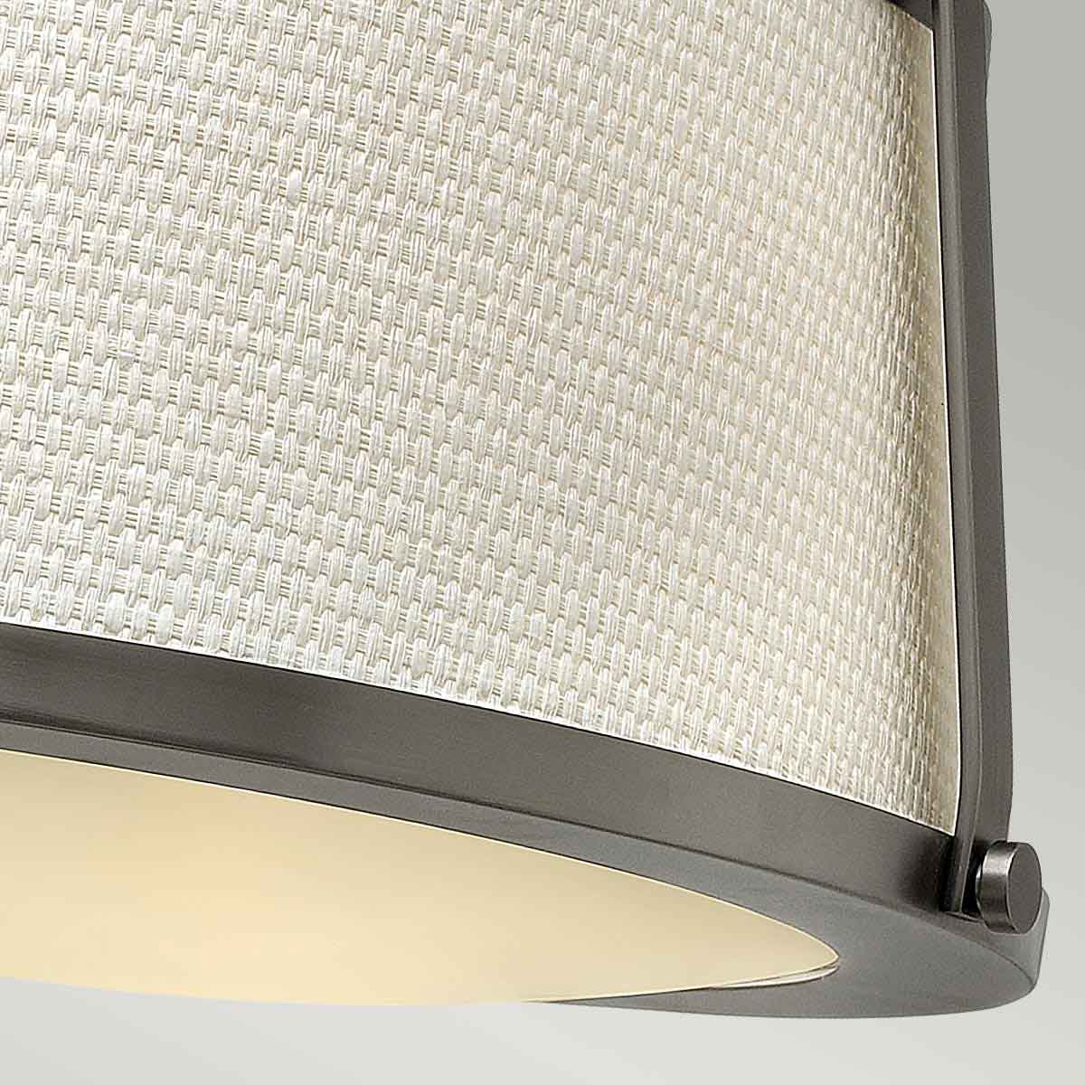 Charlotte 3 Light Semi-Flush - Antique Nickel/Brushed Caramel, Linen Shade E27