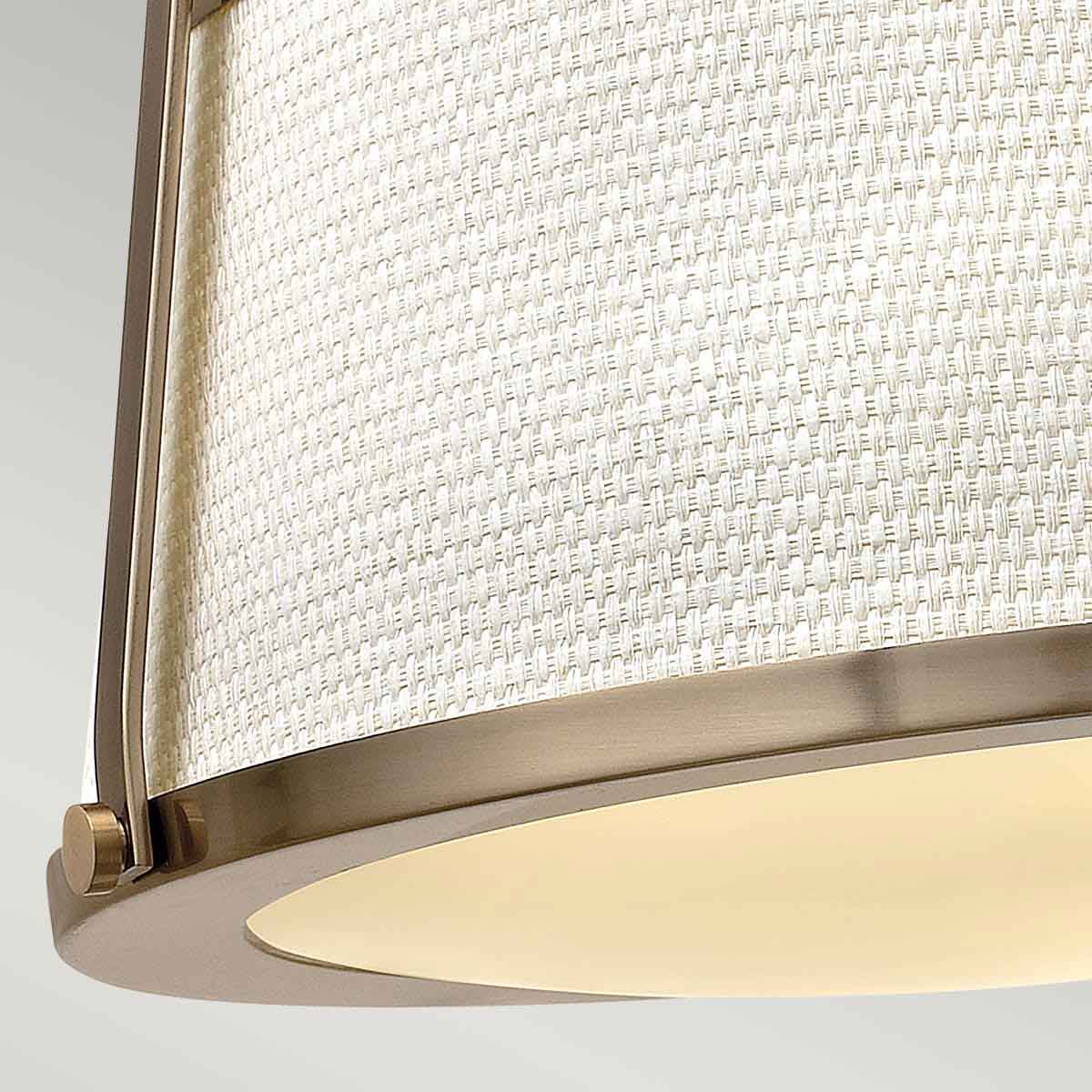 Charlotte 3 Light Semi-Flush - Antique Nickel/Brushed Caramel, Linen Shade E27