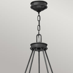 Collier 5 lt Chandelier with clear Seeded glass on arms and off-white centre glass - Black Oxide E27
