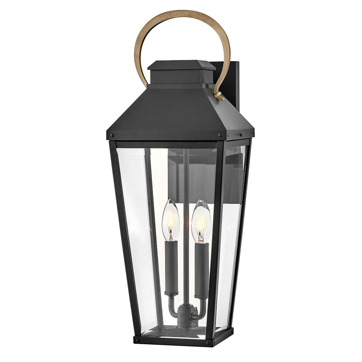 Hinkley Dawson 1 lt Outdoor Large Wall Lantern - Black with Burnished Bronze accent IP44 E14