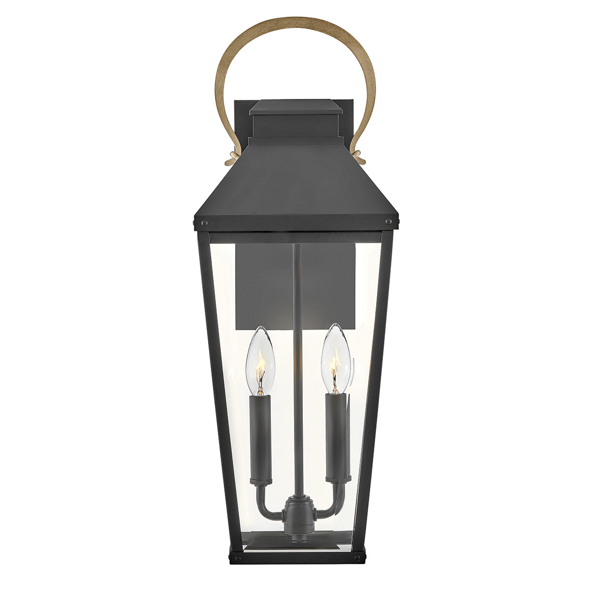 Hinkley Dawson 1 lt Outdoor Large Wall Lantern - Black with Burnished Bronze accent IP44 E14
