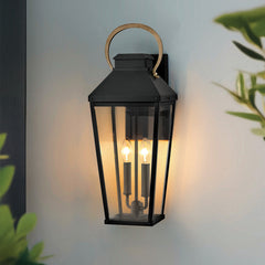Hinkley Dawson 1 lt Outdoor Large Wall Lantern - Black with Burnished Bronze accent IP44 E14