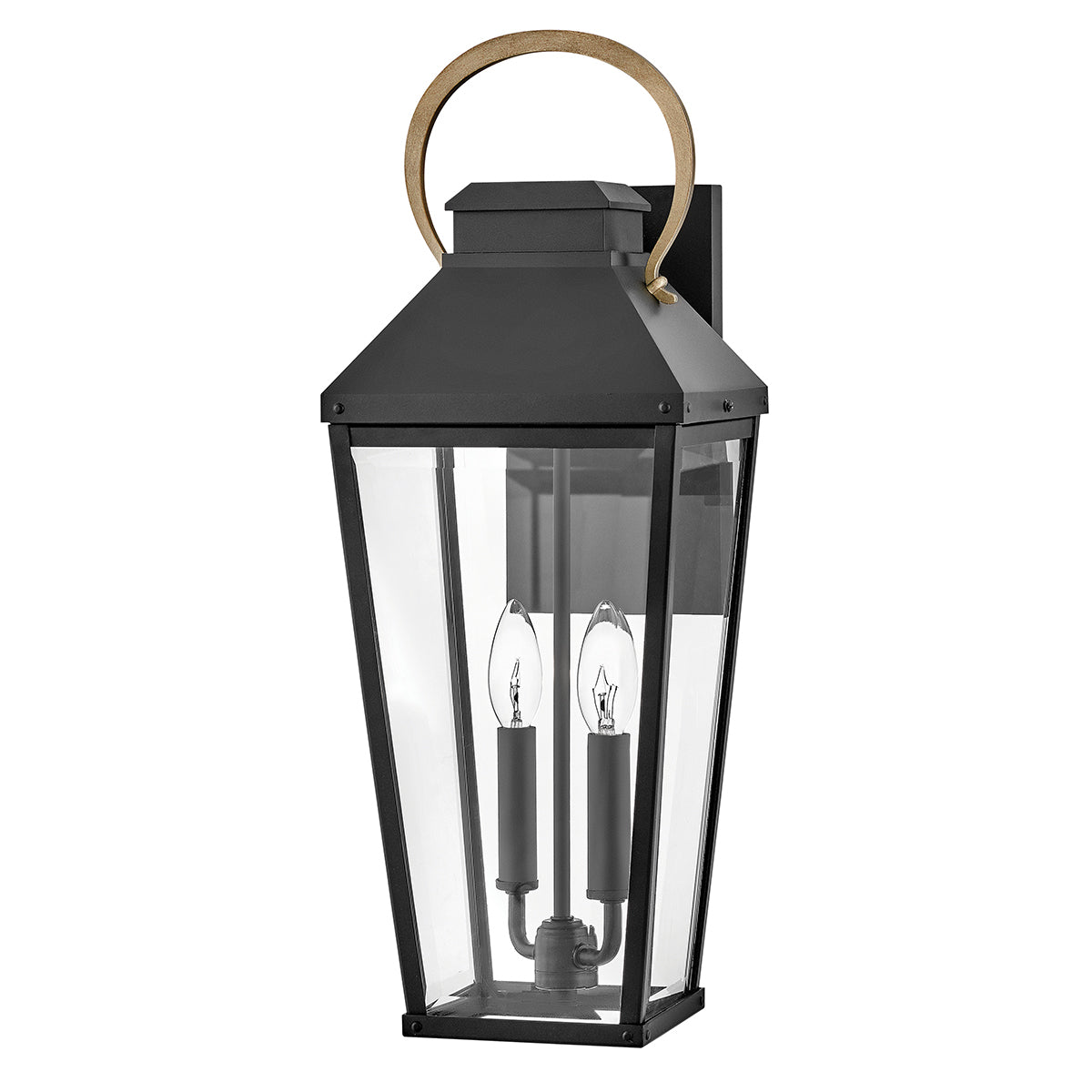 Hinkley Dawson 1 lt Outdoor Large Wall Lantern - Black with Burnished Bronze accent IP44 E14