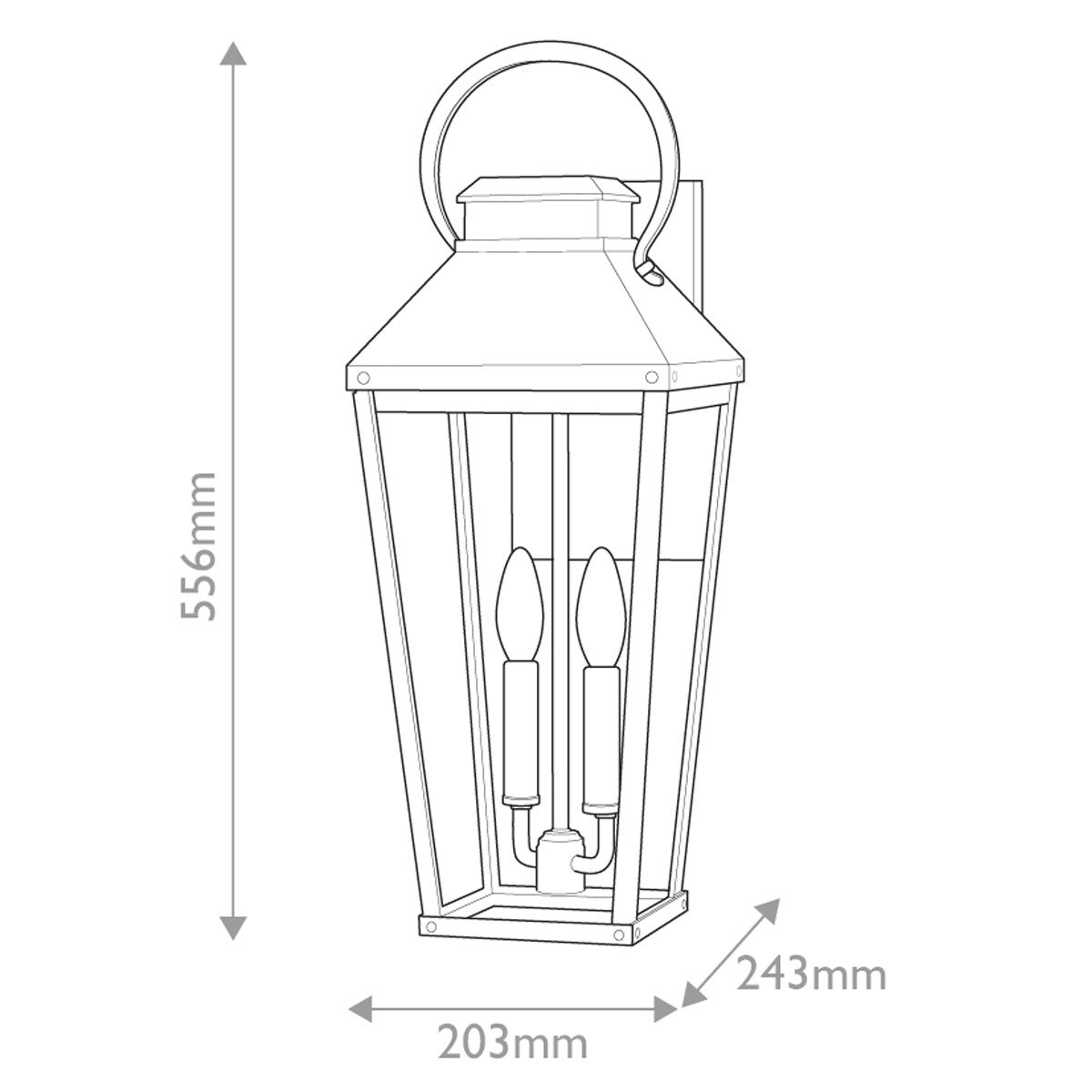 Hinkley Dawson 1 lt Outdoor Large Wall Lantern - Black with Burnished Bronze accent IP44 E14
