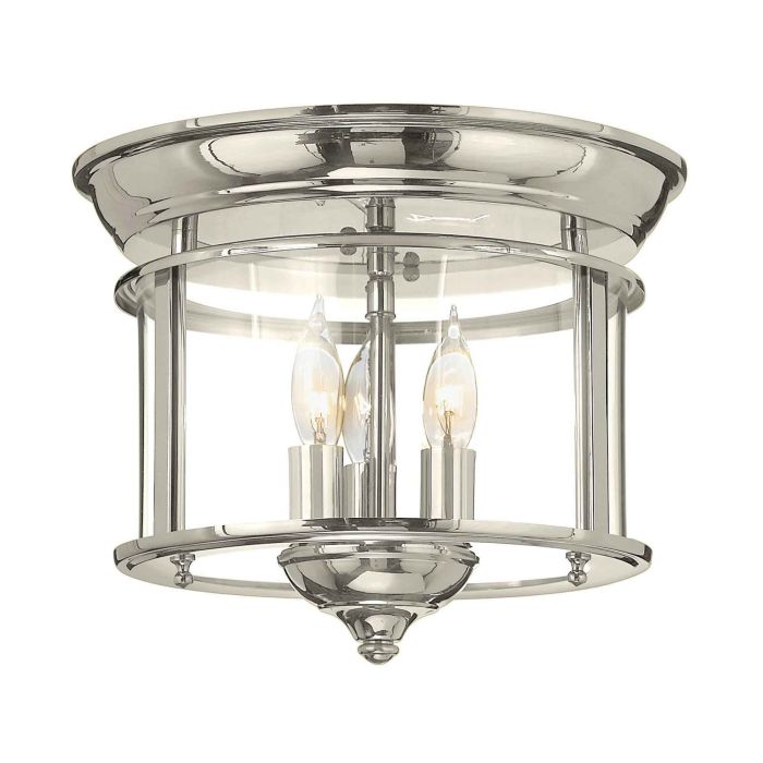 Gentry 3 Light Flush- Polished Brass/ Nickel/ Silver