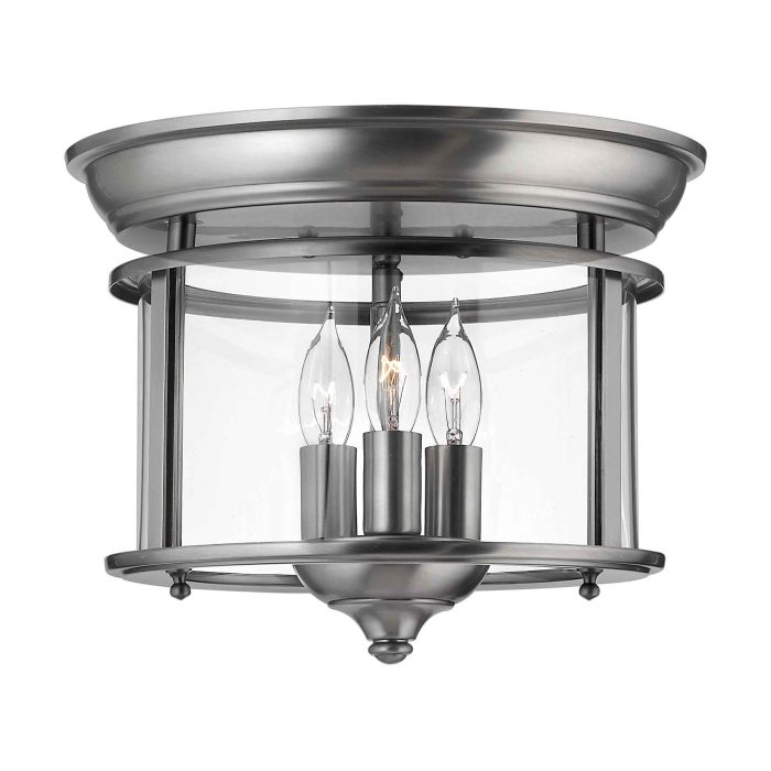 Gentry 3 Light Flush- Polished Brass/ Nickel/ Silver