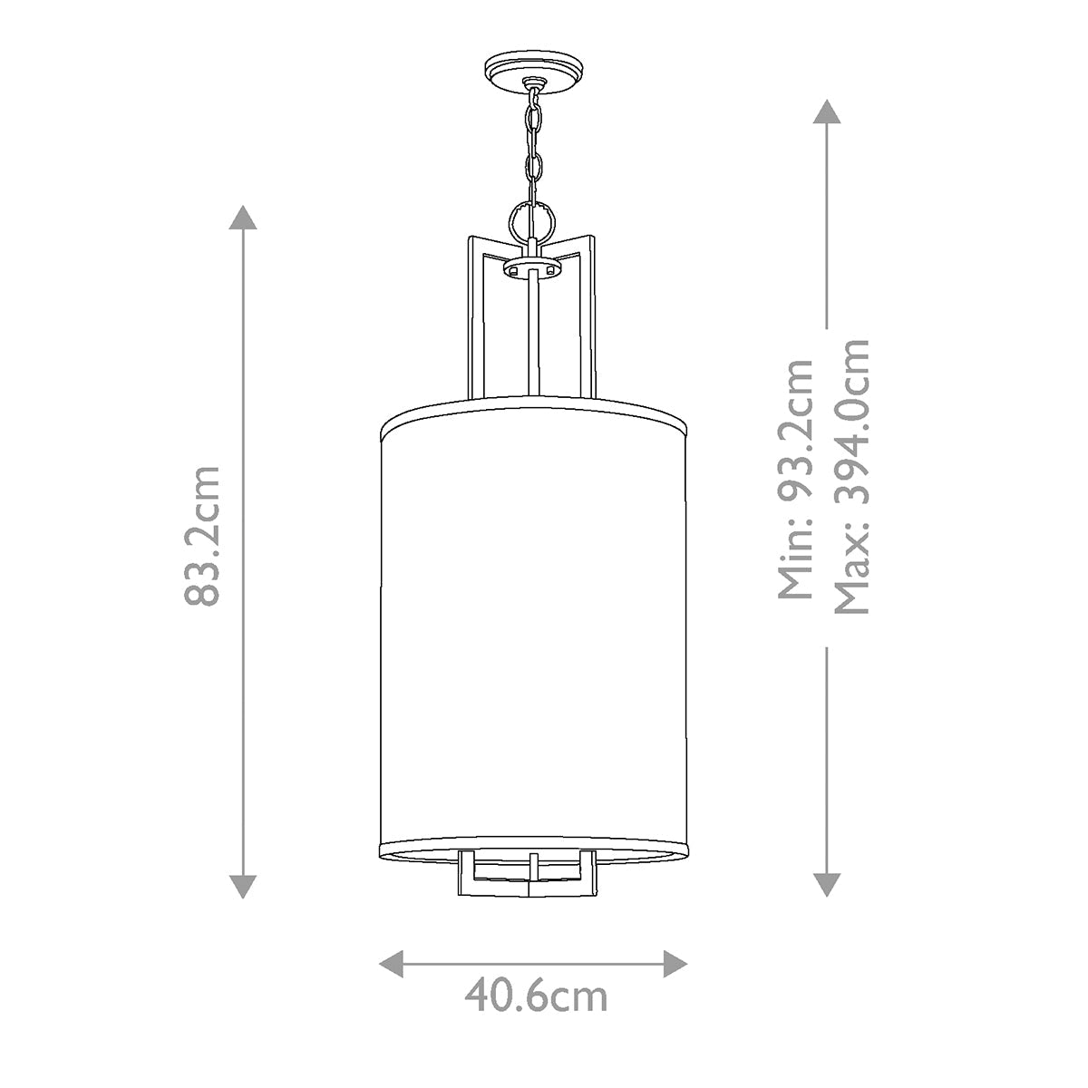 Hampton 3 Light Pendant - Antique Nickel E27