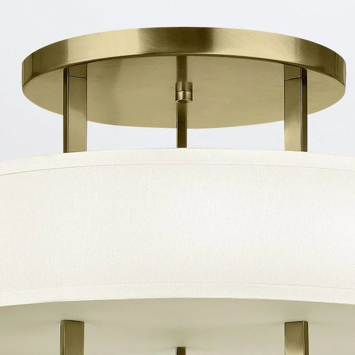 Hampton 3 Light Semi-Flush - Brushed Brass/ Antique Nickel