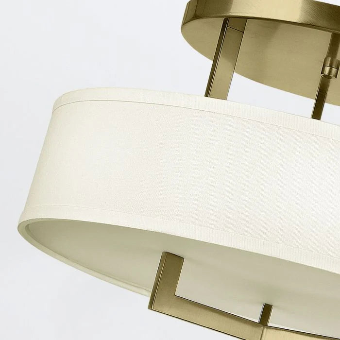 Hampton 3 Light Semi-Flush - Brushed Brass/ Antique Nickel