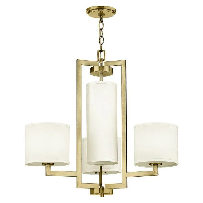 4 lt Hampton Chandelier - Brushed Brass/ Antique Nickel