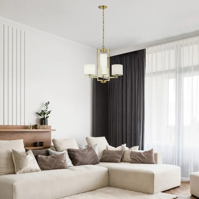 4 lt Hampton Chandelier - Brushed Brass/ Antique Nickel