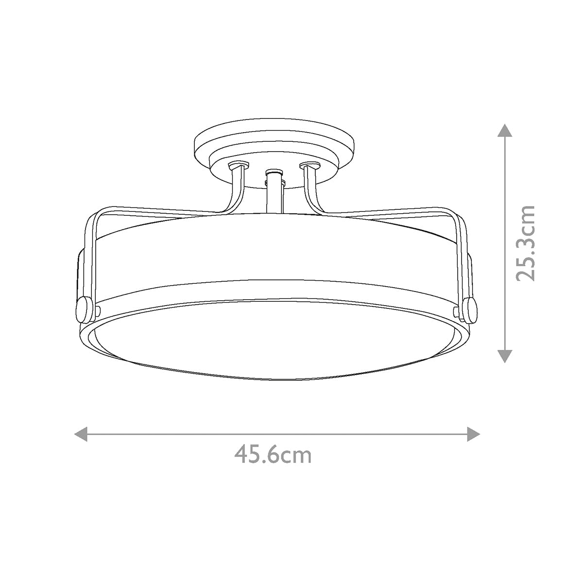 Harper 3 Light Small/Large Semi-Flush - In Various Finishes E27