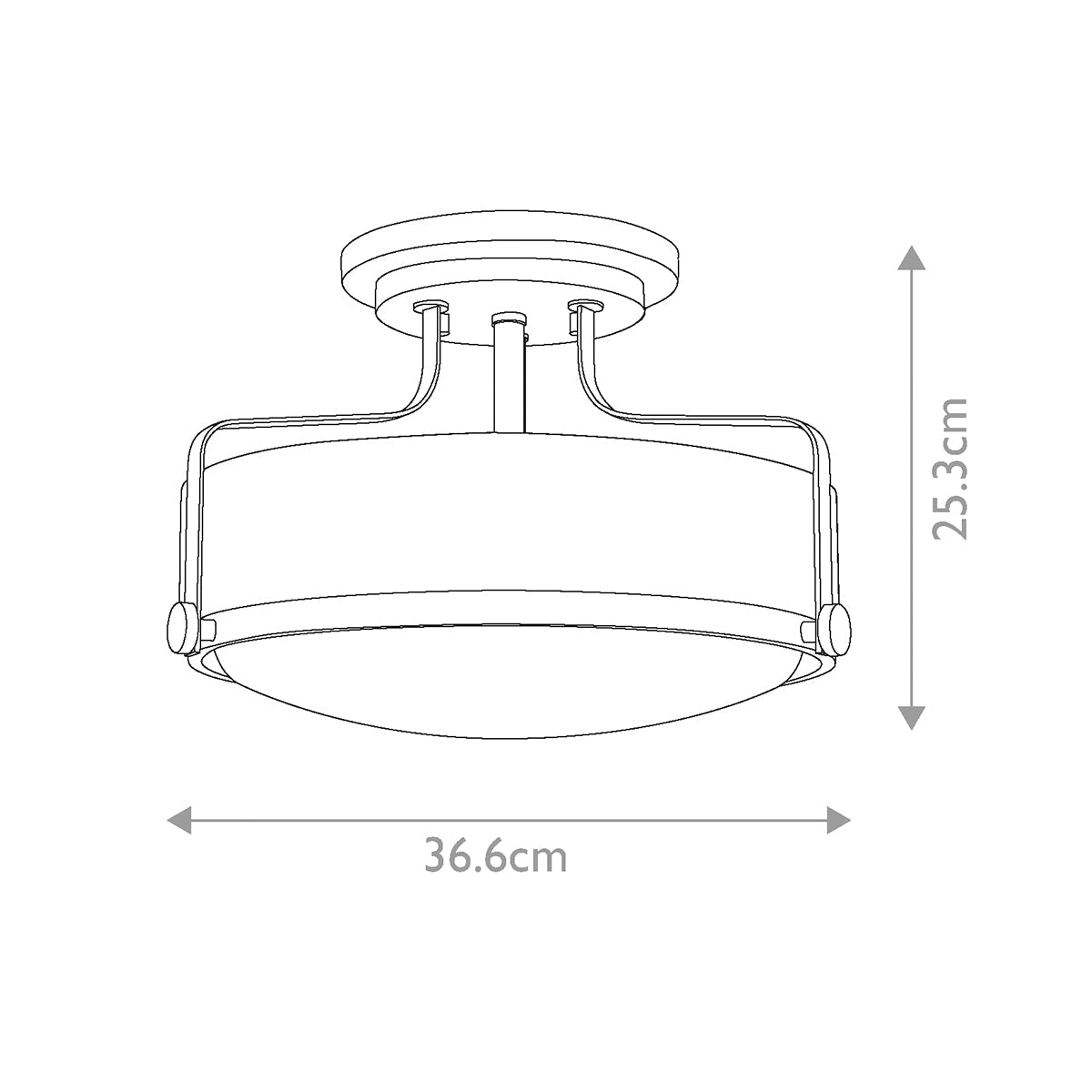 Harper 3 Light Small/Large Semi-Flush - In Various Finishes E27