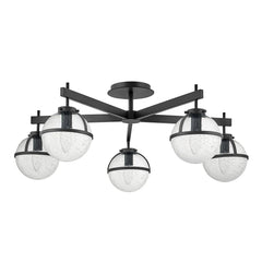 Hollis 5 Light Semi-Flush IP44 - Black/Heritage Brass