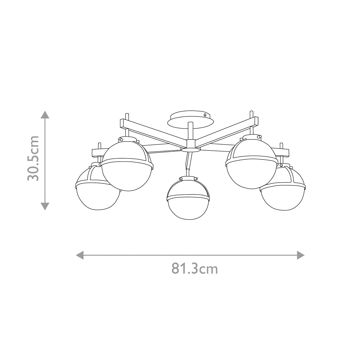 Hollis 5 Light Semi-Flush - In Various Finishes E14 IP44