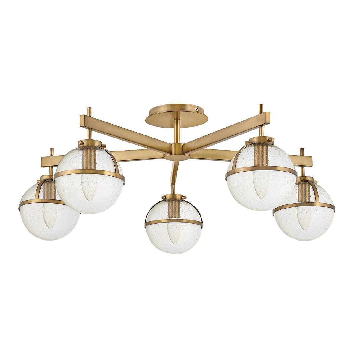 Hollis 5 Light Semi-Flush IP44 - Black/Heritage Brass