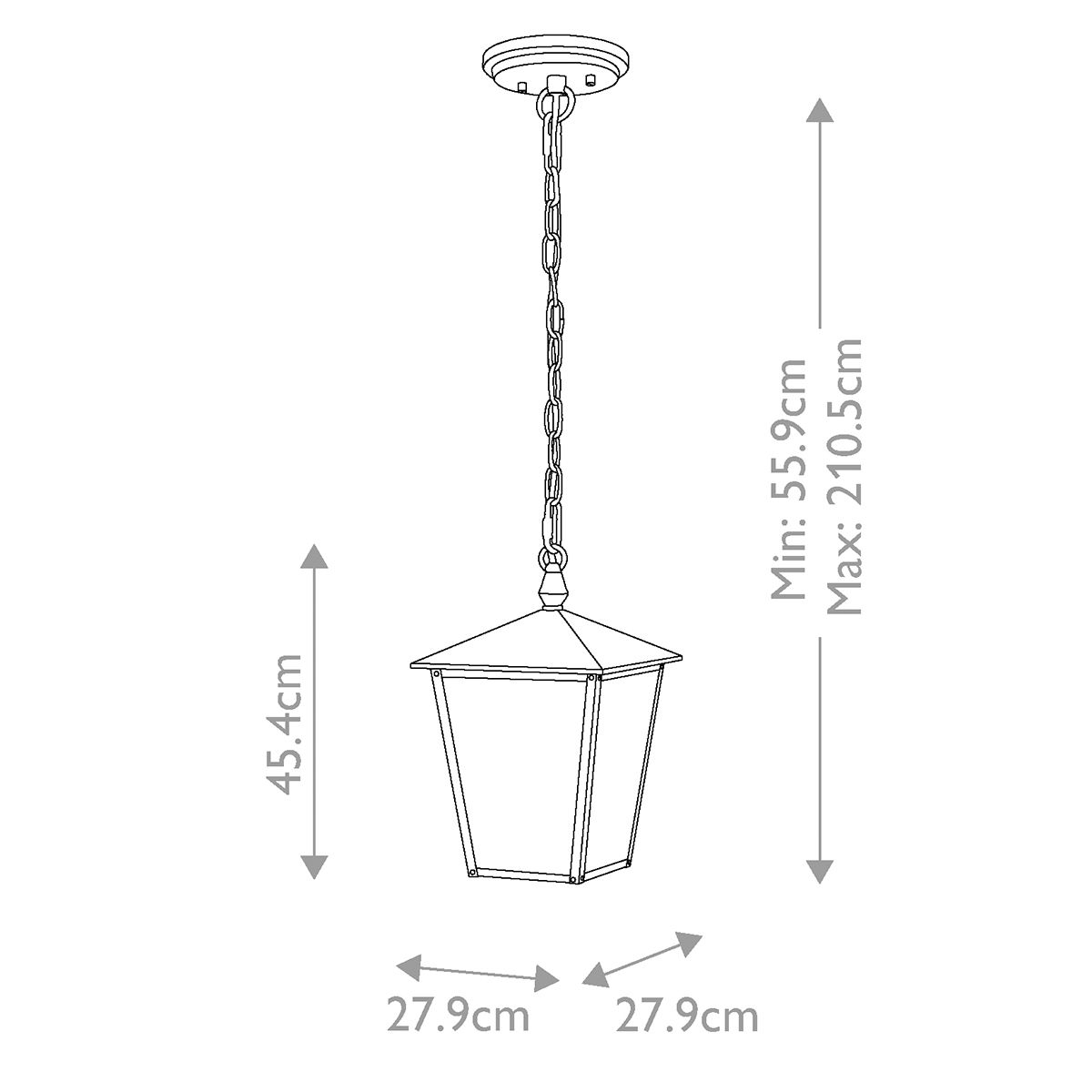 Huntersfield 1/3Lt Chain Lantern - Black IP44 E27