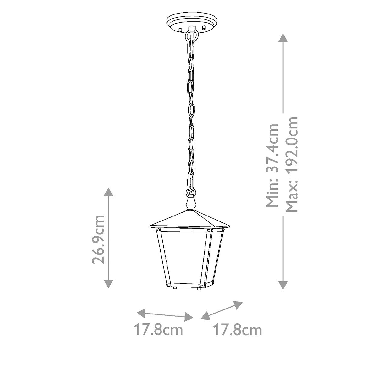 Huntersfield 1/3Lt Chain Lantern - Black IP44 E27