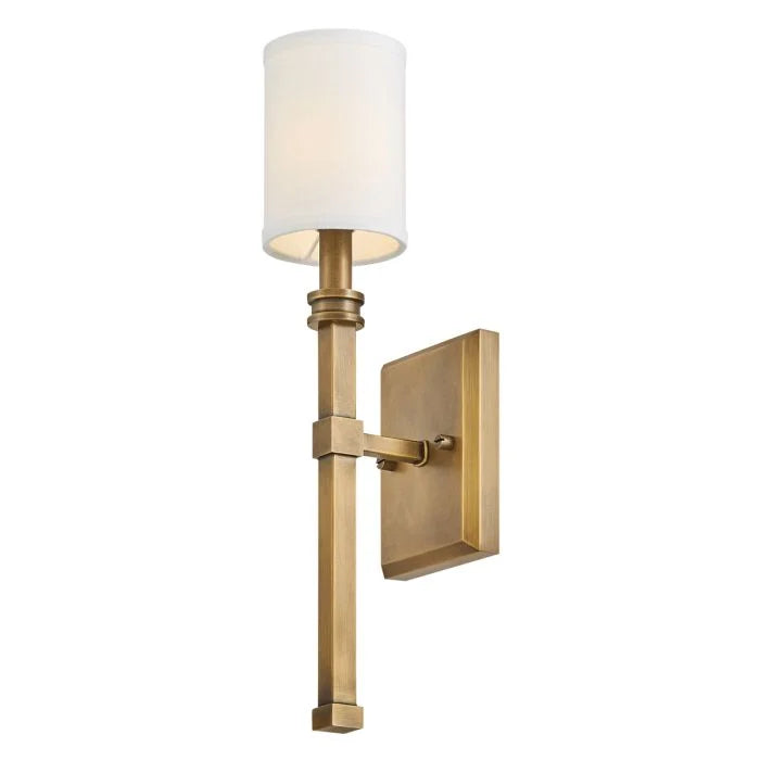 Hinkley Moore 1 lt Wall Light - Heritage Brass with Ivory Linen Shade