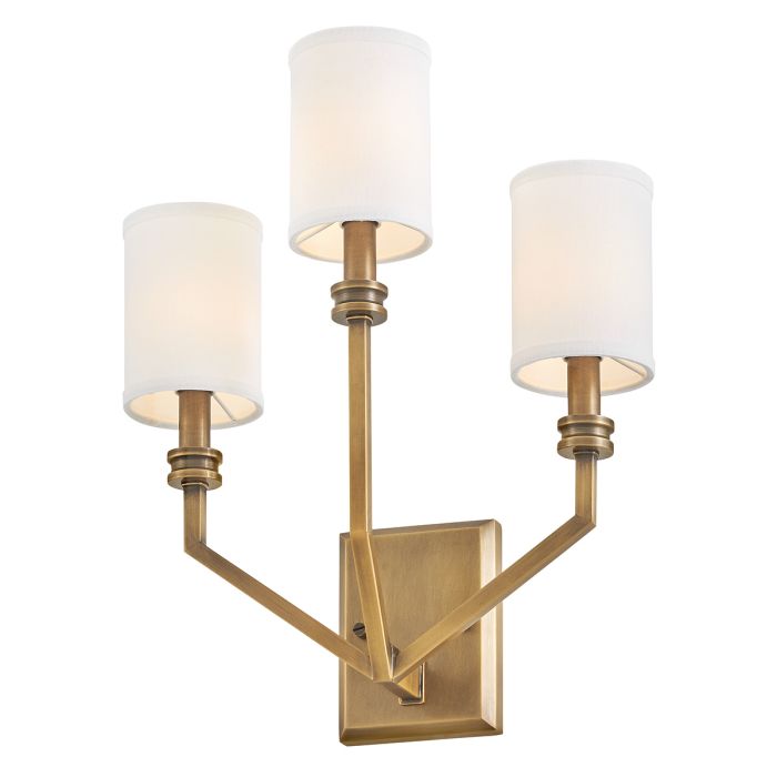 Hinkley Moore 3 lt Large Wall Light - Heritage Brass with Ivory Linen Shade
