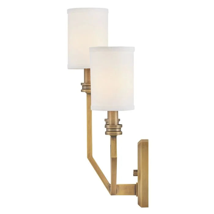 Hinkley Moore 3 lt Large Wall Light - Heritage Brass with Ivory Linen Shade