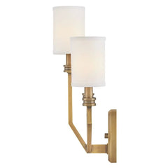 Hinkley Moore 3 lt Large Wall Light - Heritage Brass with Ivory Linen Shade