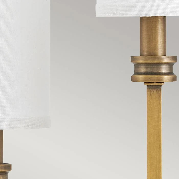 Hinkley Moore 3 lt Large Wall Light - Heritage Brass with Ivory Linen Shade