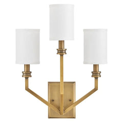 Hinkley Moore 3 lt Large Wall Light - Heritage Brass with Ivory Linen Shade