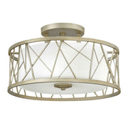 Nest 3 Light Semi-Flush - Silver Leaf, Linen Glass E27