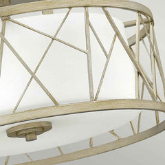 Nest 3 Light Semi-Flush - Silver Leaf, Linen Glass E27