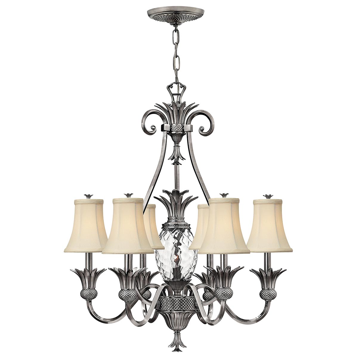 Plantation 4/7Lt Multi-Arm Pendant - Antique Nickel/Pearl Bronze