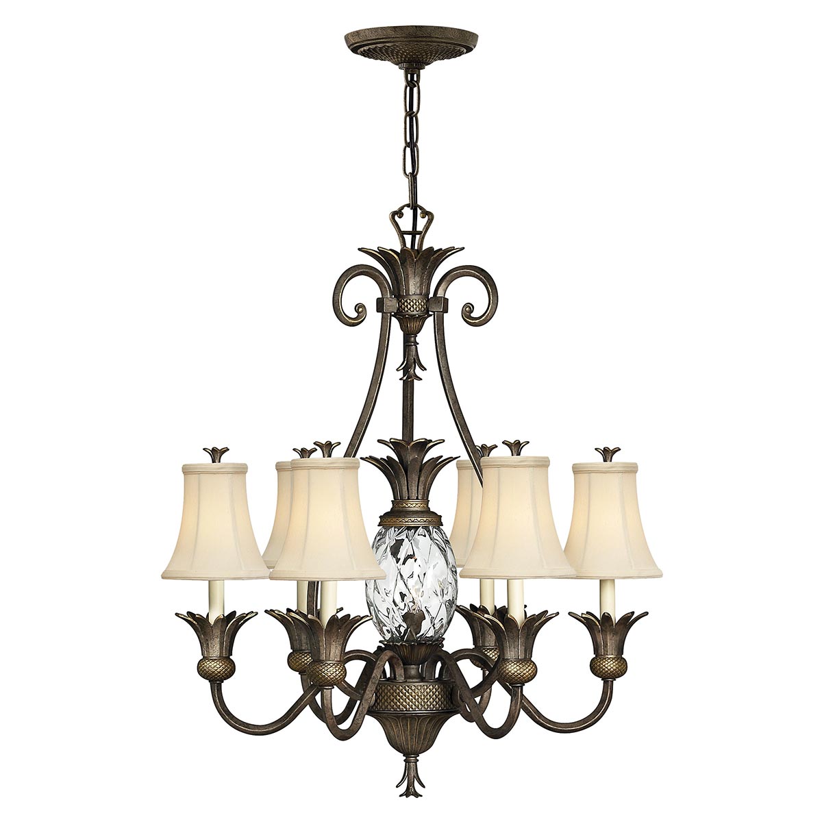 Plantation 4/7Lt Multi-Arm Pendant - Antique Nickel/Pearl Bronze