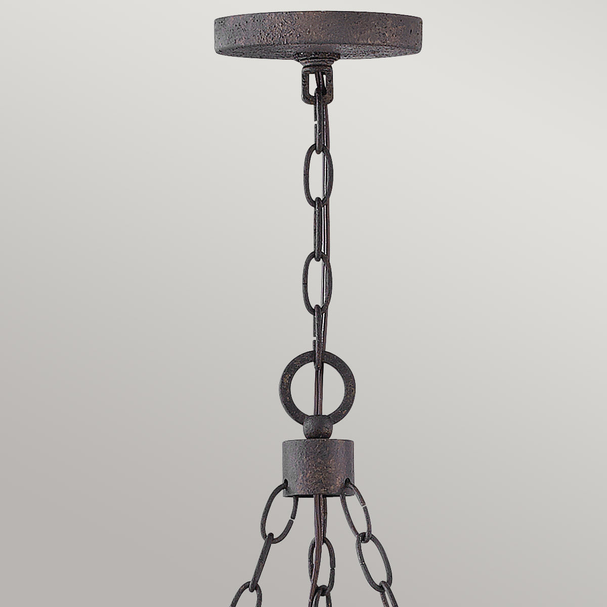 Hinkley SawyerExterior Chandelier - Sequoia wood effect with rust Iron accents &amp; Clear seeded glass  IP44 E14
