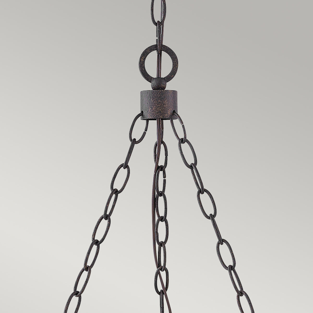 Hinkley SawyerExterior Chandelier - Sequoia wood effect with rust Iron accents &amp; Clear seeded glass  IP44 E14