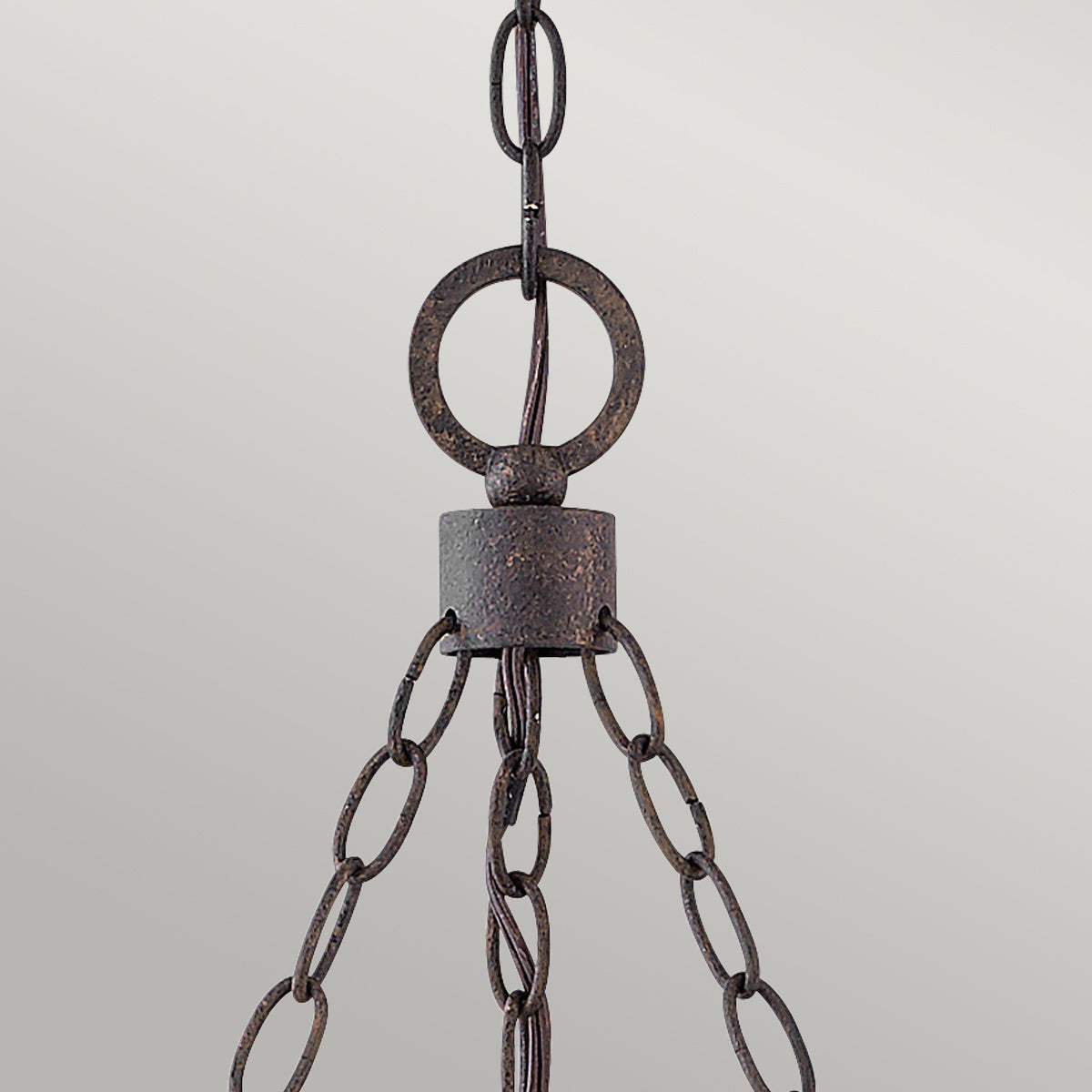 Hinkley SawyerExterior Chandelier - Sequoia wood effect with rust Iron accents &amp; Clear seeded glass  IP44 E14