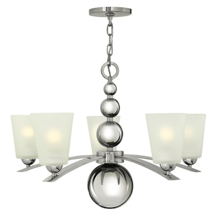 Zelda 5/8Lt Centre Ceiling Light - Polished Nickel/Vintage Brass Finish