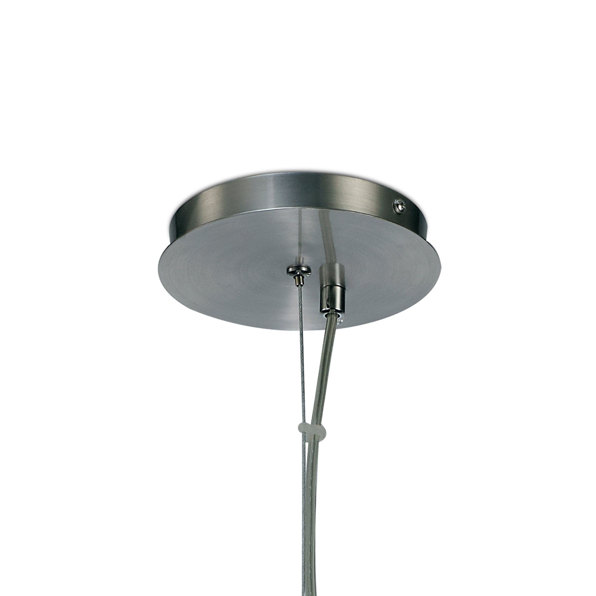 Hof Single Pendant 1 Light E27, Satin Nickel/ Frosted Ribbed Glass Shade