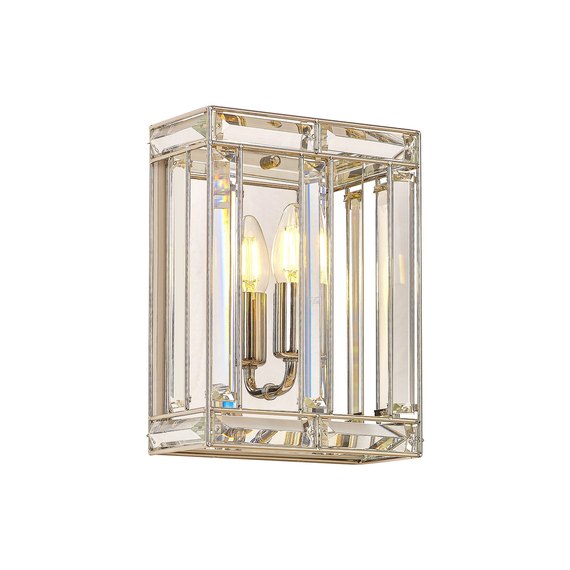 Hound Rectangular/Square Wall Light, 2 Light E14, Polished Nickel
