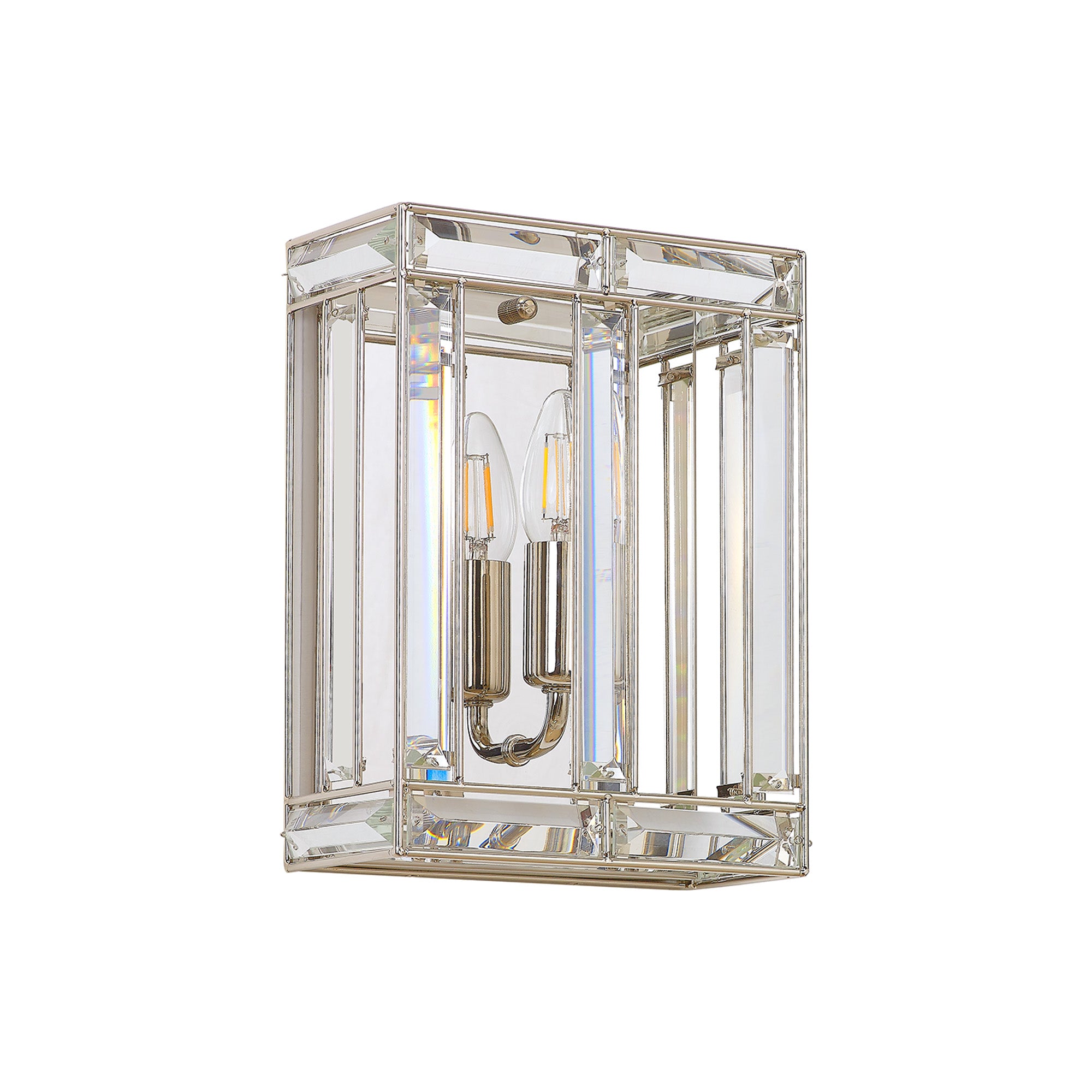 Hound Rectangular/Square Wall Light, 2 Light E14, Polished Nickel