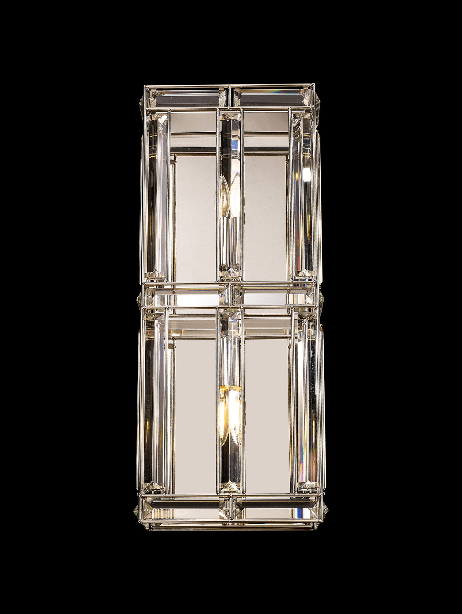 Hound Rectangular/Square Wall Light, 2 Light E14, Polished Nickel