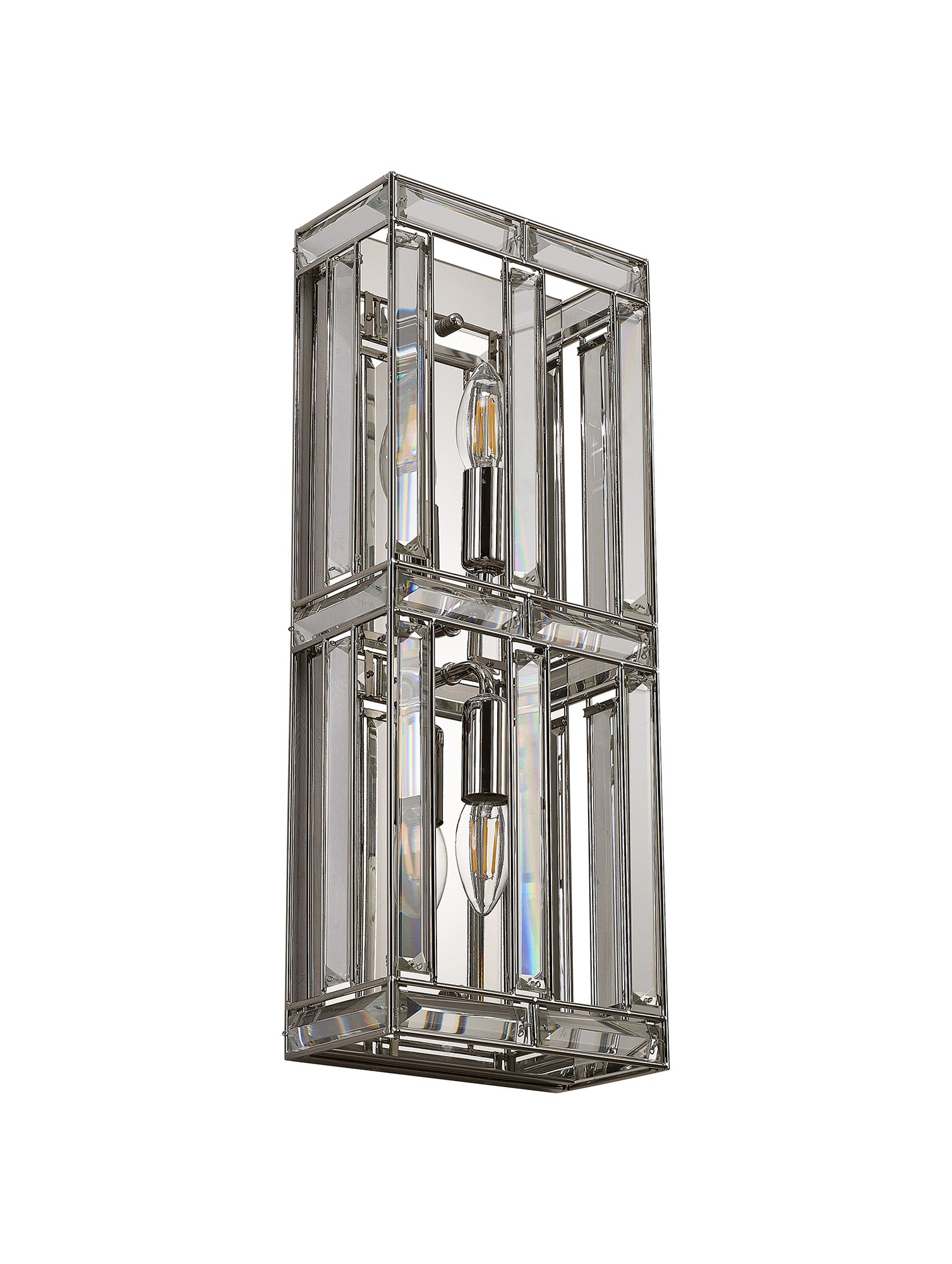 Hound Rectangular/Square Wall Light, 2 Light E14, Polished Nickel