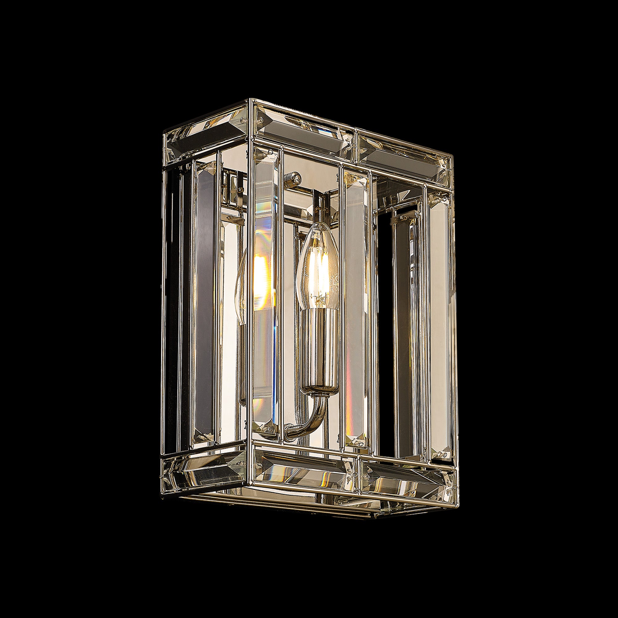 Hound Rectangular/Square Wall Light, 2 Light E14, Polished Nickel