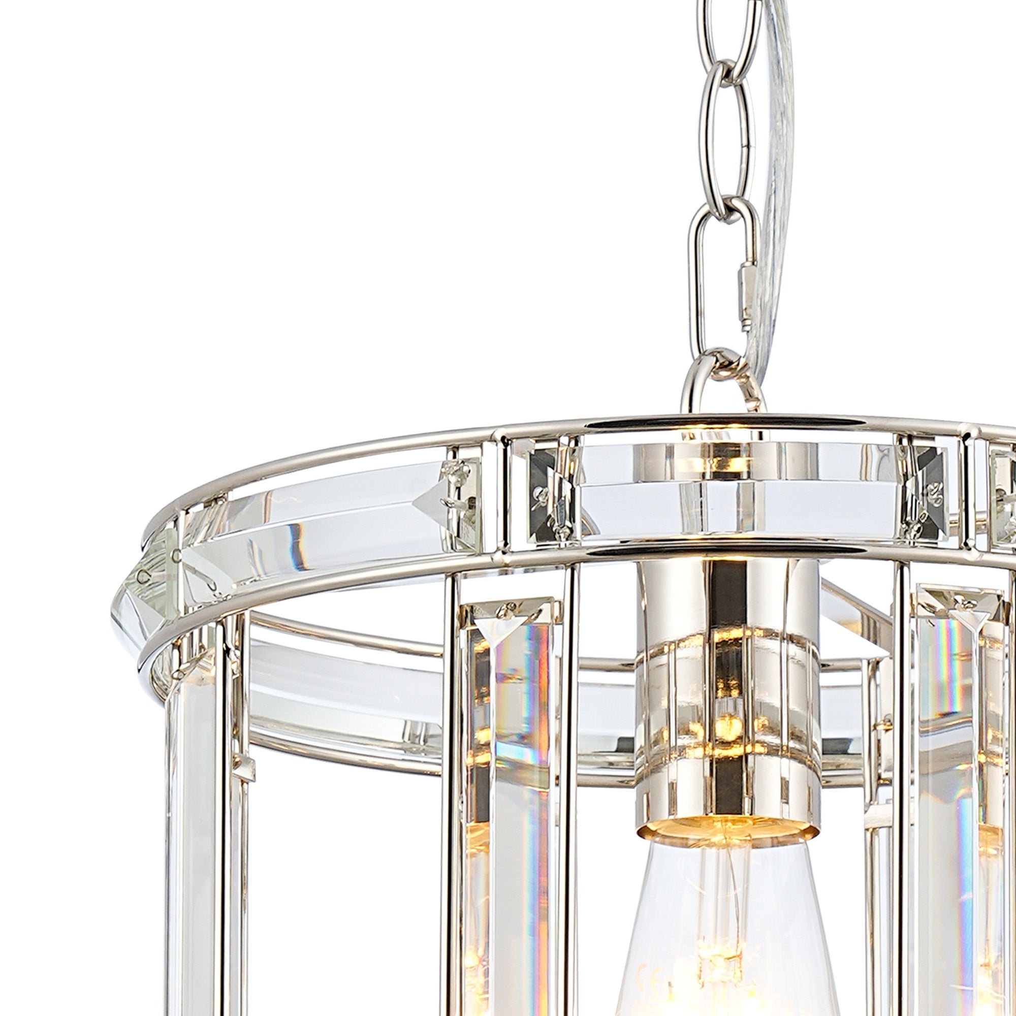 Hound Round Drum Pendant Light/Semi Flush Ceiling Light, 1 Light E27, Polished Nickel