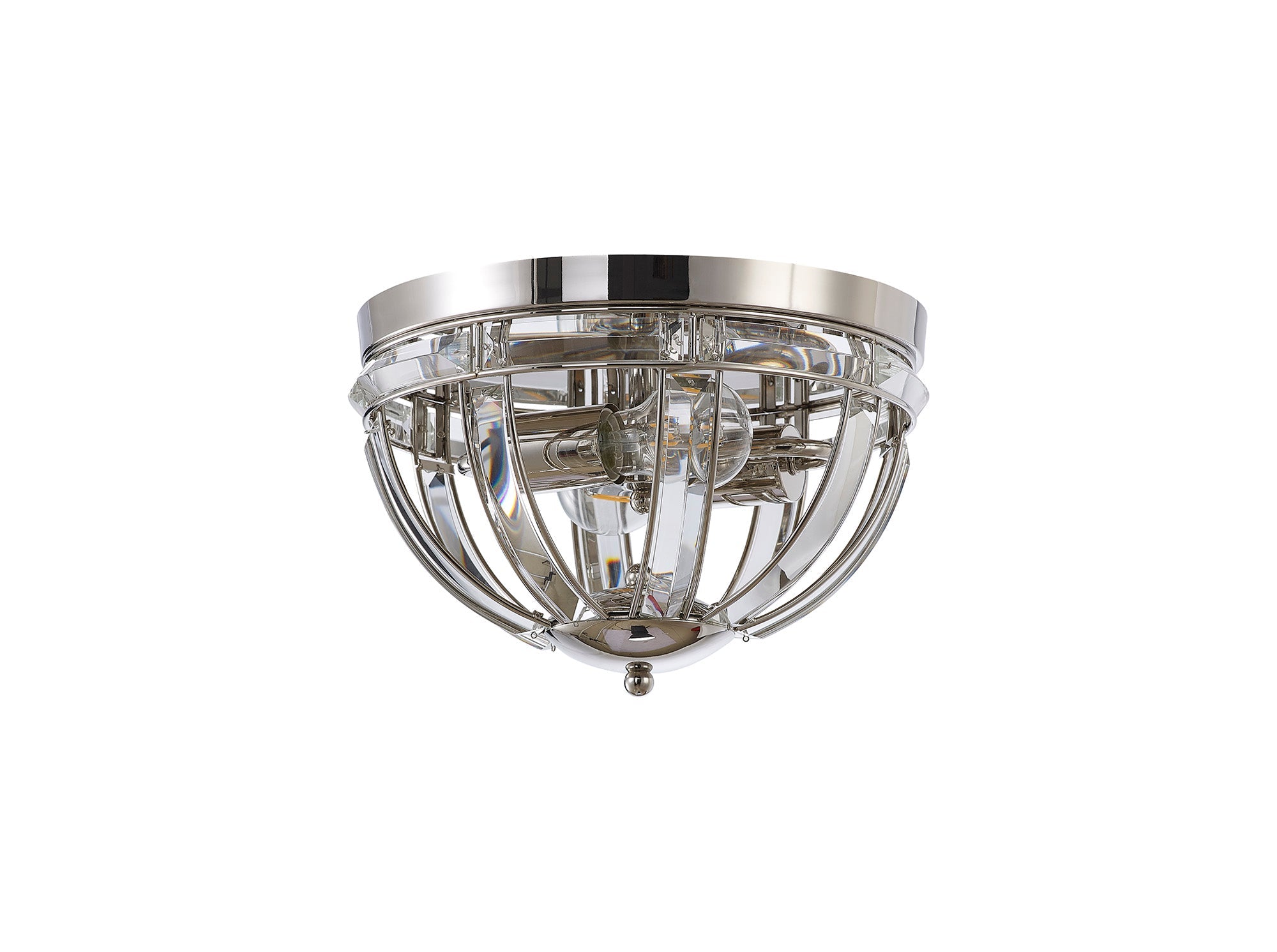 Hound Round Indoor Flush Ceiling Light, 2/3*E27, Polished Nickel