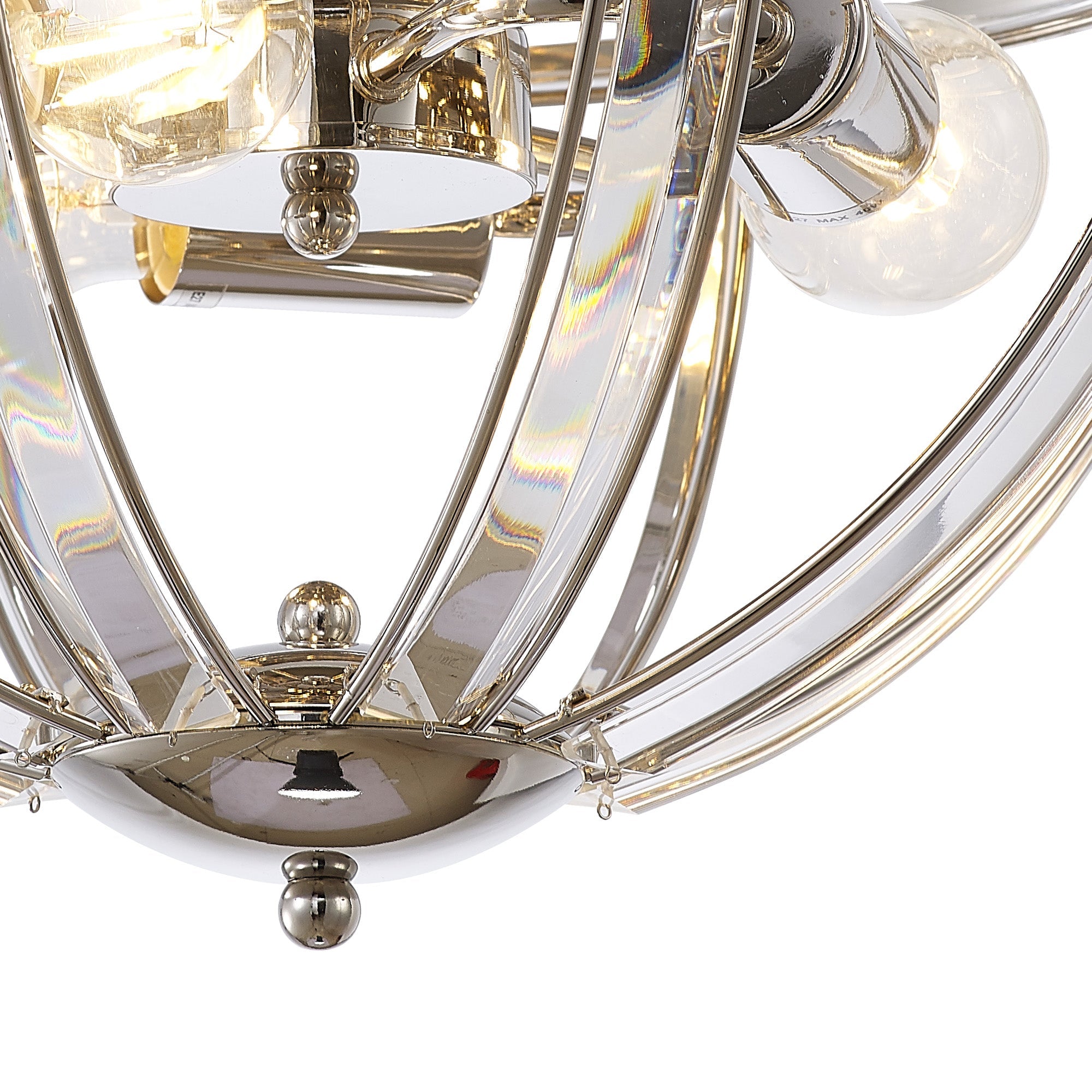 Hound Round Indoor Flush Ceiling Light, 2/3*E27, Polished Nickel