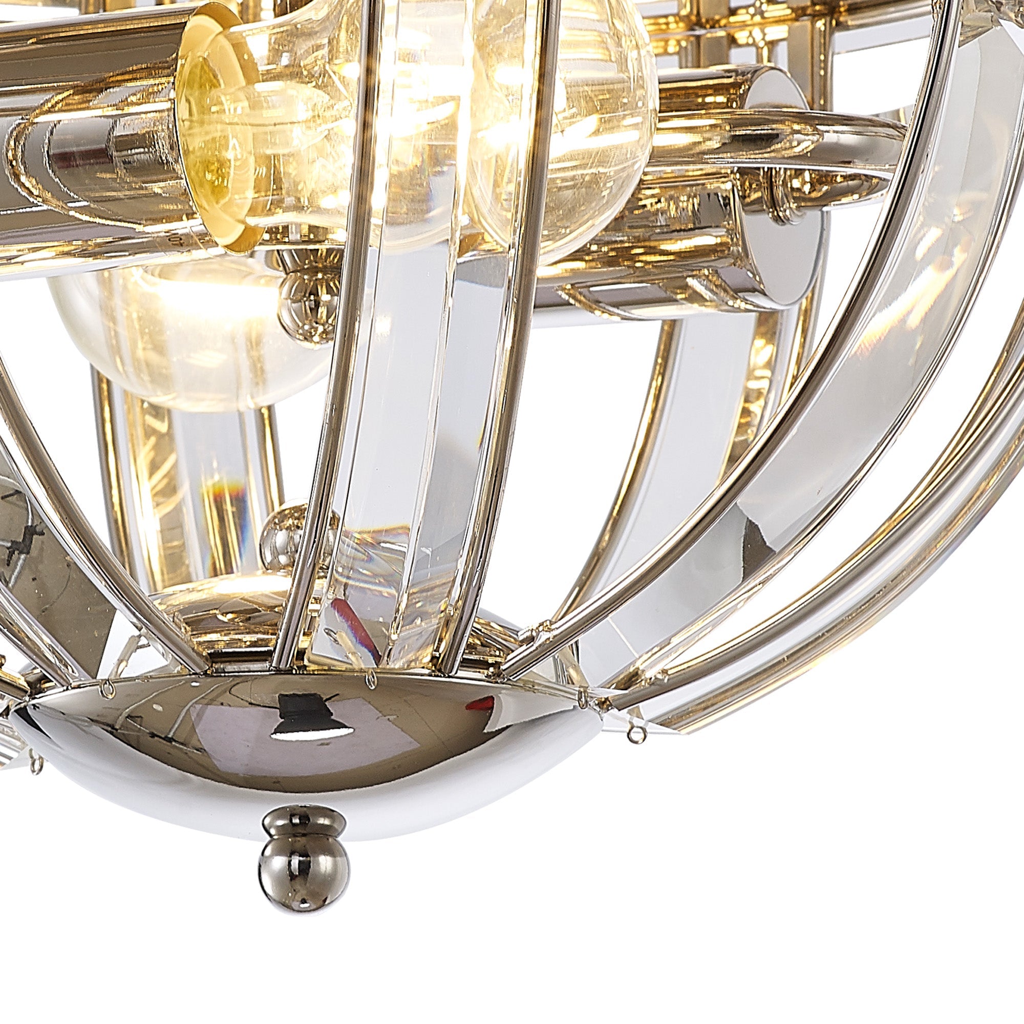 Hound Round Indoor Flush Ceiling Light, 2/3*E27, Polished Nickel